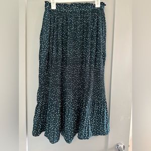 Midi Green & White Polka Dot Plisse Skirt